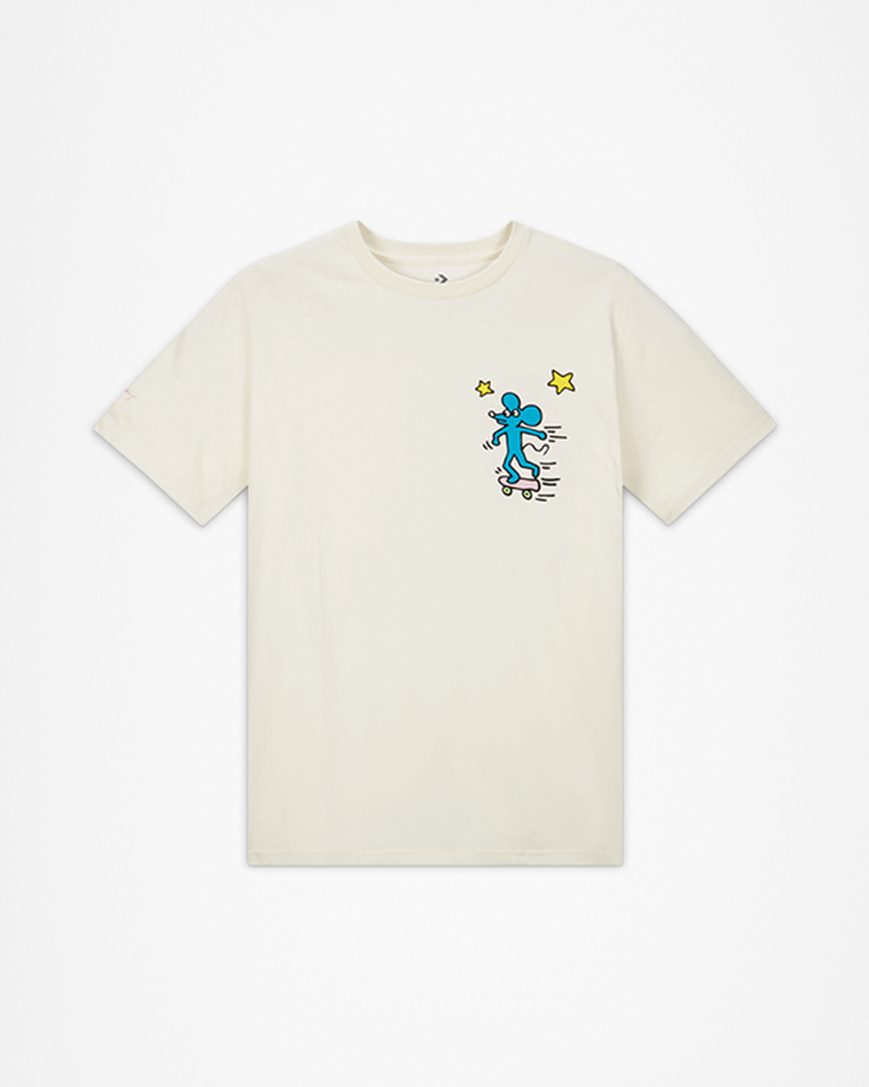 T-Shirts Dama Converse x Keith Haring Mouse Bej | RO ISQZT014